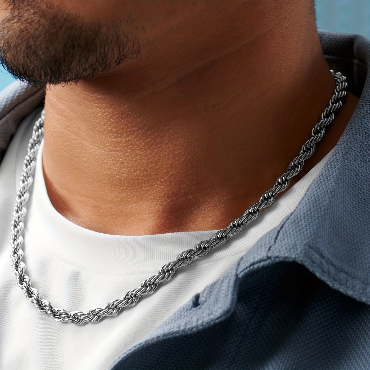 2pc Street Golden Rope Chain Set Necklace & Bracelet For Party Gift
